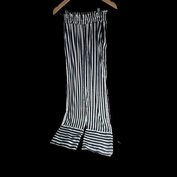 Diarrablu Leer Ben Black/White Striped Wide Leg Pants Sz S - Picture 3 of 7